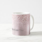 Rose Gold Glitzer Ombre Metal Monogram Signature Kaffeetasse (VorderseiteRechts)