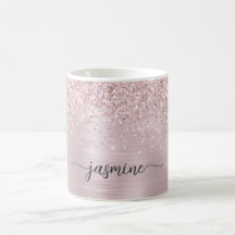 Rose Gold Glitzer Ombre Metal Monogram Signature