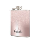 Rose Gold Glitzer ombre Metallic Folie Monogramm Flachmann (Links)