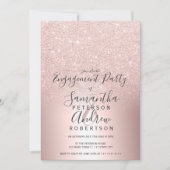 Rose Gold Glitzer ombre Metallische Folie Verlobun Einladung (Vorderseite)