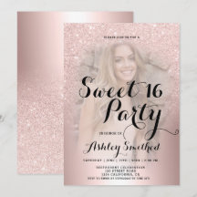 Rose Gold Glitzer ombre Metallisches Foto Süß 16