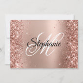 Rose Gold Glitzer Ombre Mit Monogramm 50. Geburtst Einladung (Rückseite)