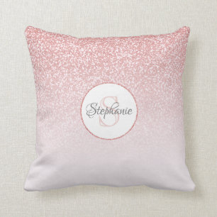 Rose Gold Glitzer Ombre Mit Monogramm Kissen