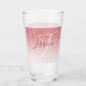 Rose Gold Glitzer Ombre Modern Monogram Glas (Rückseite)