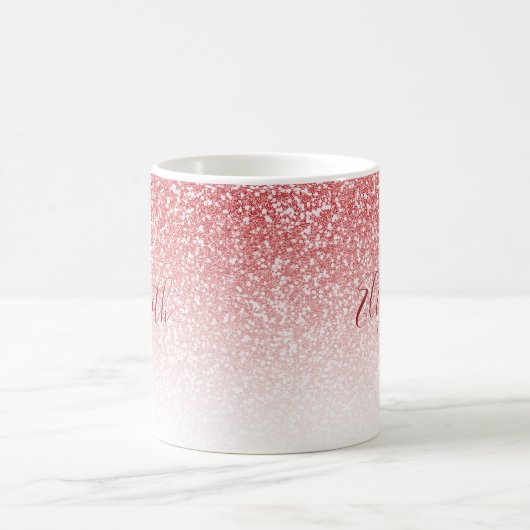 Rose Gold Glitzer Ombre Modern Monogram Kaffeetasse (Mittel)