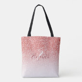 Rose Gold Glitzer Ombre Modern Monogram Tasche (Rückseite)