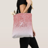 Rose Gold Glitzer Ombre Modern Monogram Tasche (Von Nahem)