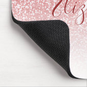 Rose Gold Glitzer Ombre Monogram Mousepad (Ecke)