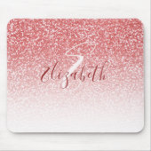 Rose Gold Glitzer Ombre Monogram Mousepad (Vorne)