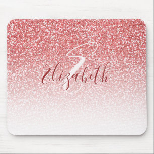Rose Gold Glitzer Ombre Monogram Mousepad