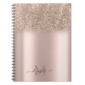 Rose Gold Glitzer Ombre Monogram Notizblock (Vorderseite)