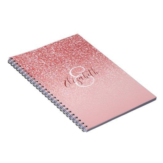 Rose Gold Glitzer Ombre Monogram Personalisiert Notizblock (Rechte Seite)