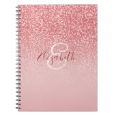 Rose Gold Glitzer Ombre Monogram Personalisiert Notizblock (Vorderseite)