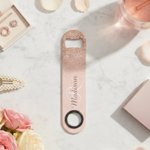 Rose Gold Glitzer Ombre Monogram Stilvoll Speed Flaschenöffner