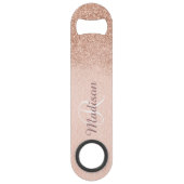 Rose Gold Glitzer Ombre Monogram Stilvoll Speed Flaschenöffner (Vorderseite)