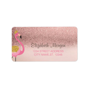 Rose Gold Glitzer Ombre Pink Flamingo Label Adressaufkleber