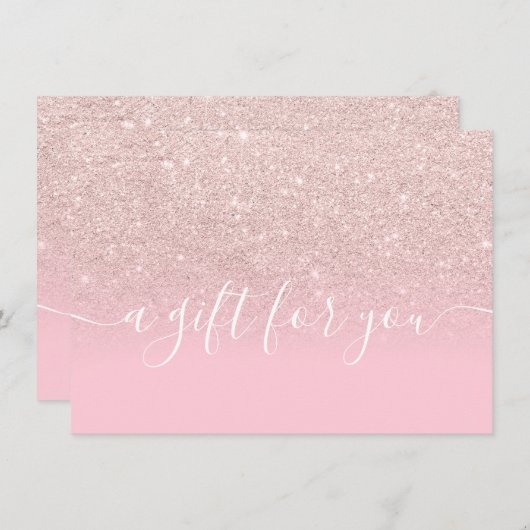 Rose Gold Glitzer ombre pink Geschenkgutschein (Vorne/Hinten)