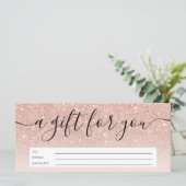 Rose Gold Glitzer ombre pink Geschenkgutschein (Stehend Vorderseite)