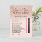 Rose Gold Glitzer ombre pink rate Bridal-Spiel Einladung (Stehend Vorderseite)