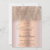 Rose Gold Glitzer Ombre Quinceañera Einladung (Vorderseite)