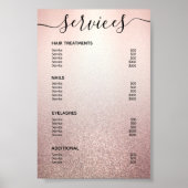 Rose Gold Glitzer Ombre Salon Service Menü Poster (Vorne)