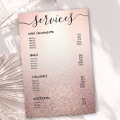 Rose Gold Glitzer Ombre Salon Service Menü Poster
