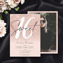Rose Gold Glitzer ombre Schriftart errötet Foto Sw Einladung