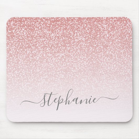 Rose Gold Glitzer Ombre Script Name Mousepad (Vorne)