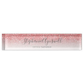 Rose Gold Glitzer Ombre Script Trendy Namensplakette (Vorderseite)