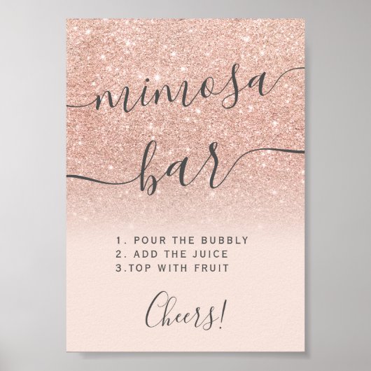 Rose Gold Glitzer Omerrot Mimosa Bar Poster (Vorne)