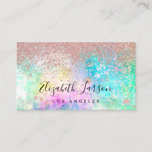 Rose Gold Glitzer Opal Hintergrund Visitenkarte (Vorderseite)