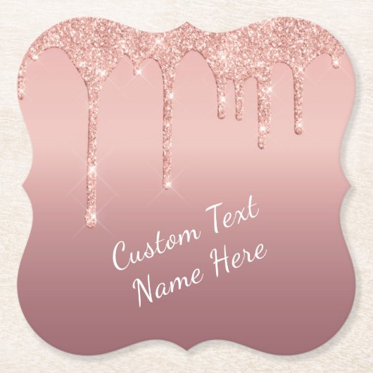 Rose Gold Glitzer Paper Untersetzer mit benutzerde (Vorderseite)