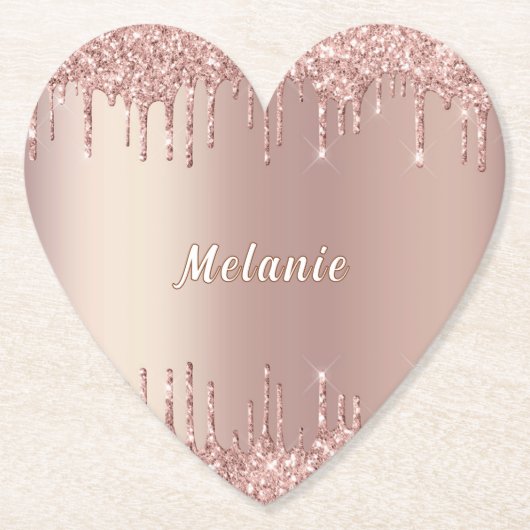 Rose Gold Glitzer Paper Untersetzer mit Individuel (Vorderseite)