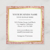 Rose Gold Glitzer Pastell Blumenkuchen Quadratische Visitenkarte (Rückseite)