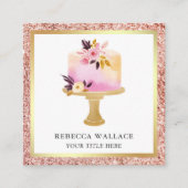 Rose Gold Glitzer Pastell Blumenkuchen Quadratische Visitenkarte (Vorderseite)