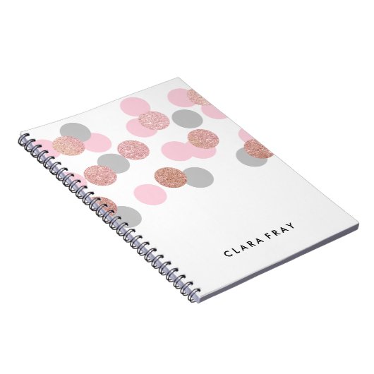 Rose Gold Glitzer Pastellrosa Konfetti Notizblock (Rechte Seite)