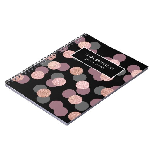 Rose Gold Glitzer Pastellrosa Konfetti Notizblock (Linke Seite)