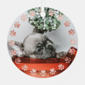 Rose Gold + Glitzer Paw Pet Name Weihnachtsbaum Ornament Aus Metall (Rückseite)