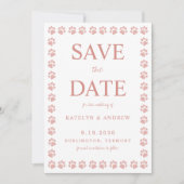 Rose Gold Glitzer Paw Print Wedding Save the Date Einladung (Vorderseite)