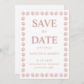 Rose Gold Glitzer Paw Print Wedding Save the Date Einladung (Vorne/Hinten)