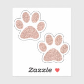 Rose Gold Glitzer Paw Prints Aufkleber (Blatt)