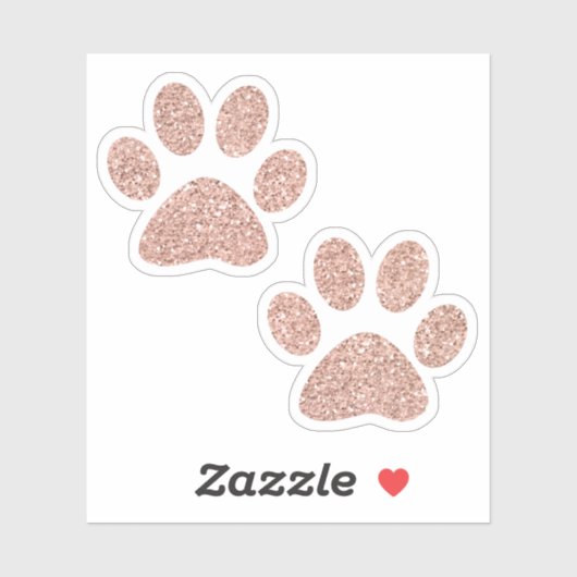 Rose Gold Glitzer Paw Prints Aufkleber (Blatt)