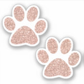 Rose Gold Glitzer Paw Prints Aufkleber (Vorderseite)