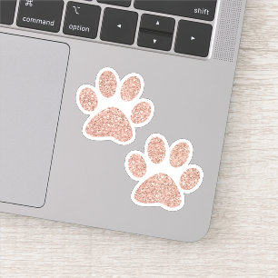 Rose Gold Glitzer Paw Prints Aufkleber