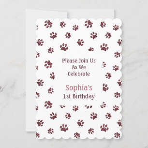 Rose Gold Glitzer Paw Prints Pet Birthday Einladun Einladung