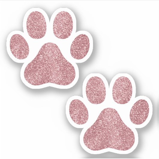 Rose Gold Glitzer Paw Prints Pet Lover Aufkleber (Vorderseite)