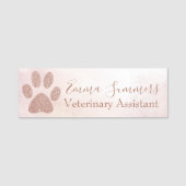 Rose Gold Glitzer Paw Veterinary Business Namensschild (Vorderseite)