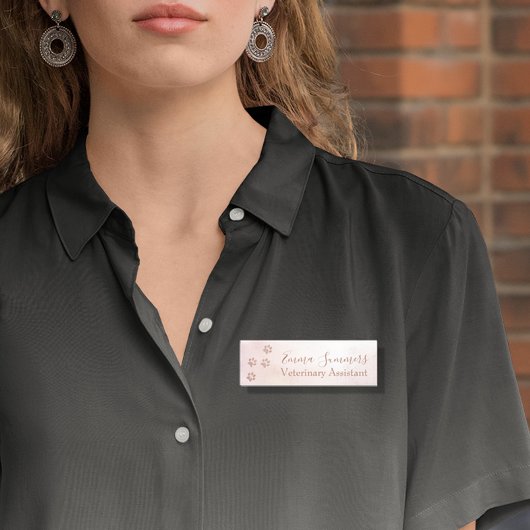 Rose Gold Glitzer Paw Veterinary Business Namensschild