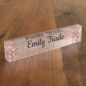 Rose Gold Glitzer Pen mit Personalisiertem Namen Namensplakette (Seite)