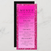 Rose Gold Glitzer Perlen Rosa Rosa Menükarte (Vorne/Hinten)